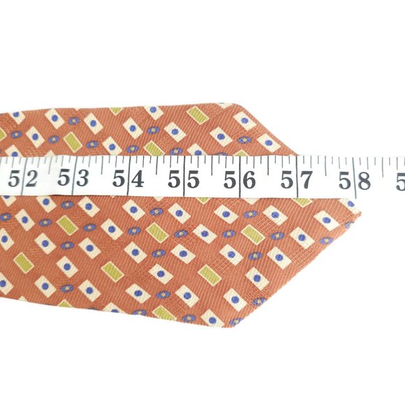 Perry Ellis Men Necktie 100% Silk Geometric Tan Multi 58x4 - NWOT - made in USA - Picture 5 of 5